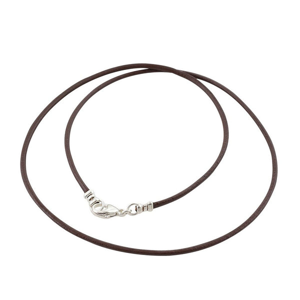 2mm Black Leather Cord Necklace with Sterling Silver Lobster Clasp | Available Lengths 12 - 30