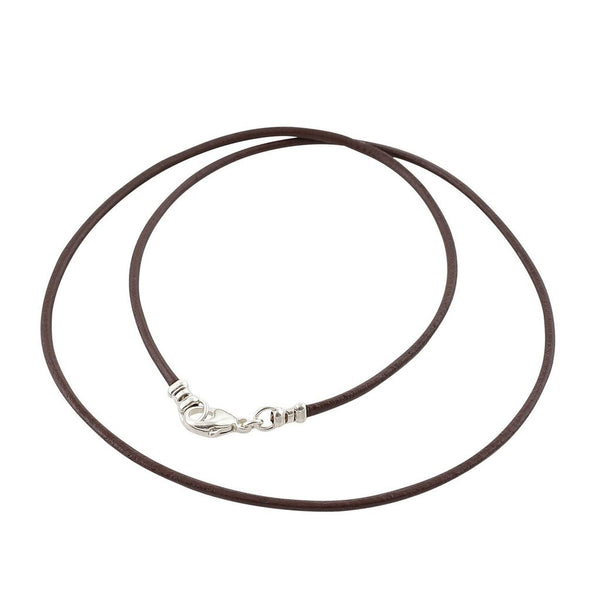 Sterling Silver 1.8mm Fine Brown Leather Cord Necklace
