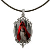 Gothic Red Riding Hood Antique Silver Cameo Pendant on 18" Black Leather Cord Necklace