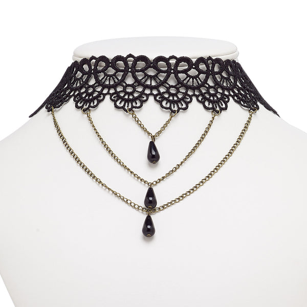 Gothic Multilayer Black Lace Choker Necklace With Water Drop Pendant For  Women Sexy Clavicle Crystal Chain And Dark Loli Halloween Jewelry From  Lambergy, $11.75