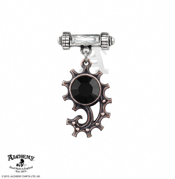 Alchemy Gothic Ingenieurial Elegance Black Crystal Single Earring