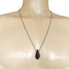 Modern Men's Genuine Black Lava Rock Kite Pendant on Stainless Steel Chain Necklace, 27"