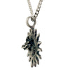 Pewter Sun Dragon Pendant with Extra Large Bail, on Men's Heavy Curb Chain Necklace, 24"