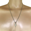 Pewter Spike Cross Pendant with Extra Large Bail, on Men's Heavy Curb Chain Necklace, 24"