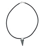 Reversible Dark Rainbow Swarovski Crystal Spike Pendant Necklace on Sterling Silver Black Leather Cord