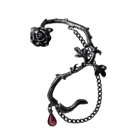 Black Rose of Passion Ear Wrap Crystal Alchemy Gothic Earring