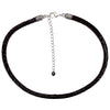 Black Leather Sparkly Snakeskin Choker Necklace with Silver Extender Chain & Swarovski Crystal