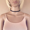 Black Leather Sparkly Snakeskin Choker Necklace with Silver Extender Chain & Swarovski Crystal