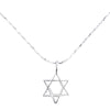Sterling Silver Mini Star of David Pendant on Silver Cable Chain Necklace, 18"