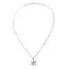 Sterling Silver Mini Cubic Zirconia Flower Pendant on Silver Cable Chain Necklace, 18" with Extender