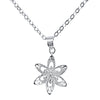 Sterling Silver Mini Cubic Zirconia Flower Pendant on Silver Cable Chain Necklace, 18" with Extender
