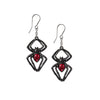 Black Widow Spider Earrings with Red Crystals by Alchemy Gothic