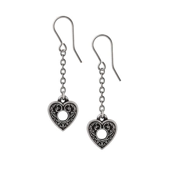 Planchette Ouija Pointer Heart Earrings by Alchemy Gothic