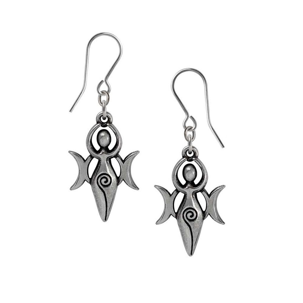 Danu Triple Moon Goddess Earrings by Alchemy Gothic