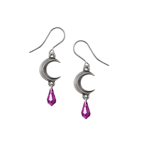 Tears of the Moon Earrings in Amethyst Crystal by Alchemy Gothic