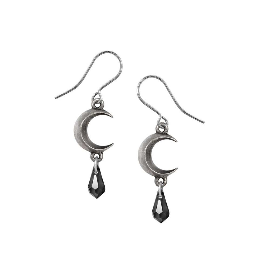 Tears of the Moon Earrings in Black Crystal by Alchemy Gothic