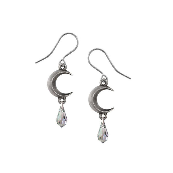 Tears of the Moon Earrings in Clear Crystal by Alchemy Gothic