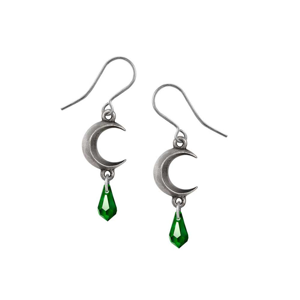 Tears of the Moon Earrings in Emerald Crystal by Alchemy Gothic