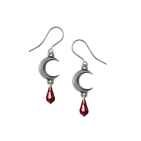 Tears of the Moon Earrings in Red Crystal by Alchemy Gothic