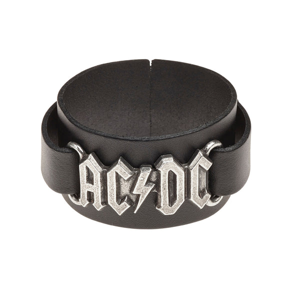 AC/DC Logo Black Leather Wriststrap Bracelet by Alchemy Gothic