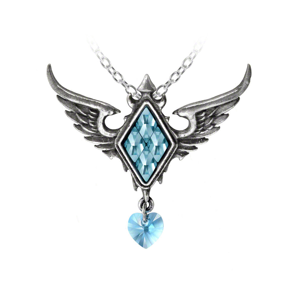 Frozen Heart Winged Crystal Pendant Necklace by Alchemy Gothic