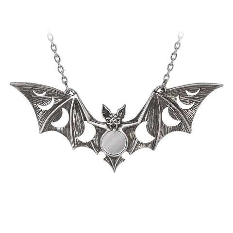 Lunaeca Lunar Moon Phases Bat Necklace by Alchemy Gothic