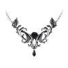 Baroque Black Rose Crystal Pendant Necklace by Alchemy Gothic