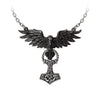 Hrafnhamerr Viking Hammer Raven Pendant Necklace by Alchemy Gothic