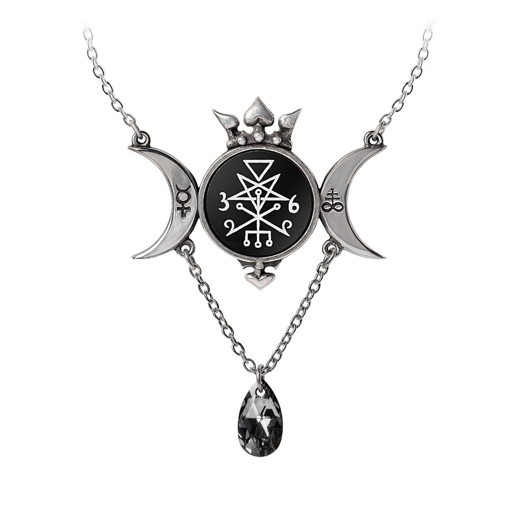 Wycca Queen Crystal Moon Pendant Necklace by Alchemy Gothic