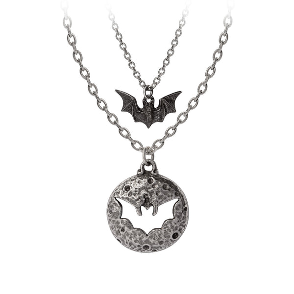 Luna Roost Bat and Moon Paired Necklaces by Alchemy Gothic.