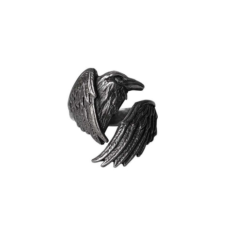 Made of the Night Black Raven Ring by Alchemy Gothic