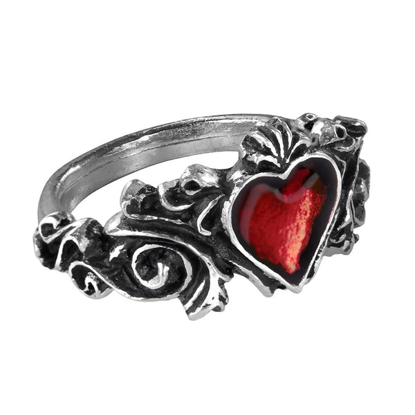 Betrothal Ring with Red Heart by Alchemy Gothic