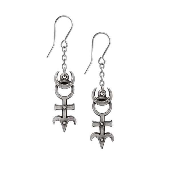 Dr. Dee's Monad Symbol Dropper Earrings by Alchemy Gothic