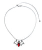 Gunmetal Rhinestone Ruby Red Crystal Bat Pendant Necklace - Fully Adjustable