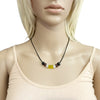 Nonbinary Pride/Enby Ally Necklace with Czech Glass Beads on Black Rubber Cord, 18 inches