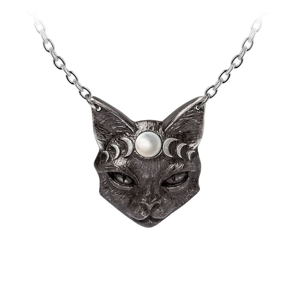 Mystic Moon Cat Pendant Necklace by Alchemy Gothic