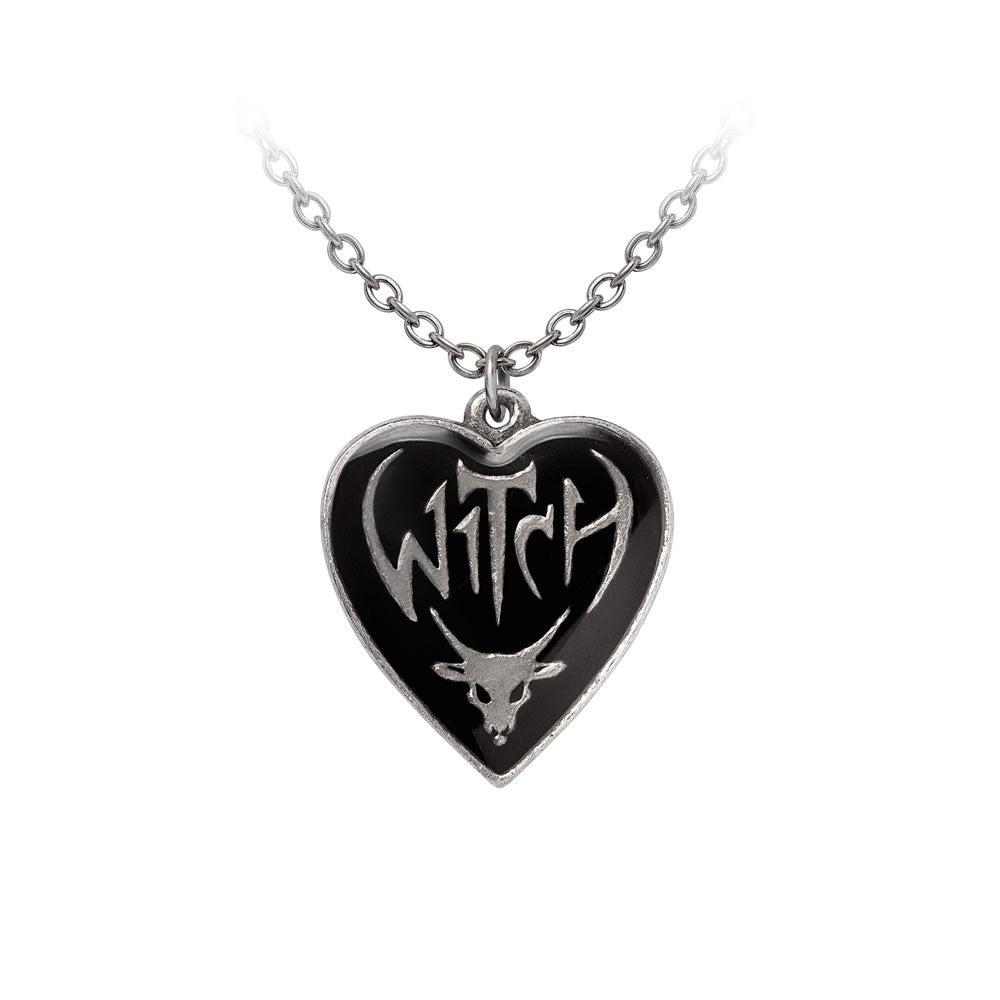 Witch Reversible Heart Pendant Necklace by Alchemy Gothic