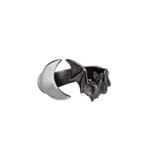 Lunatious Bat and Moon Ring by Alchemy Gothic