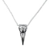 Silver Raven Skull Charm Necklace Chain and Earring Set