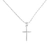 Petite Rounded Sterling Silver Cross Charm Necklace with Gossamer Thin Sterling Silver 18" Chain