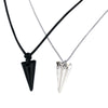 Matching His & Hers Swarovski Crystal Spike Pendant Necklaces: Black Leather & Clear Silver