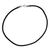 Extra Thick 4mm Wide Black Leather Cord Silver Plated Mens Necklace
