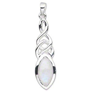 Celtic Marquise Moonstone Sterling Silver Pendant