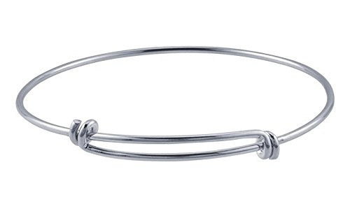 Silver Rhodium-plated Expandable Bangle Bracelet