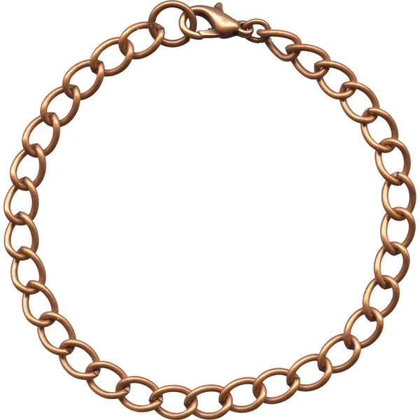 Antique Copper 6mm Curb Chain Bracelet - 8 inches