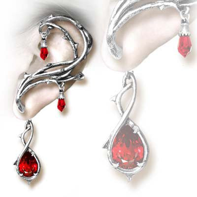 Passion Ear Wrap Red Crystal Earring by Alchemy Gothic