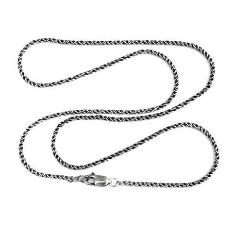 1.8mm Sterling Silver and Black Reverse Rope Chain