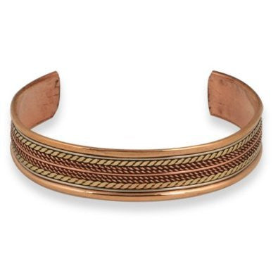 Noble Tricolor Copper Braid Cuff Bracelet