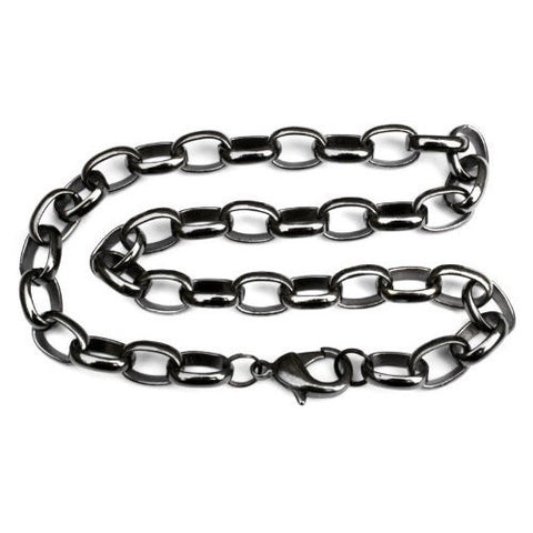 Extra Large Gunmetal 11mm Rolo Chain Mens Necklace