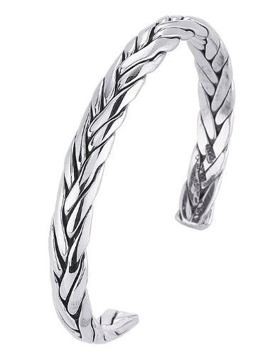 Woven Cuff Sterling Silver Bracelet